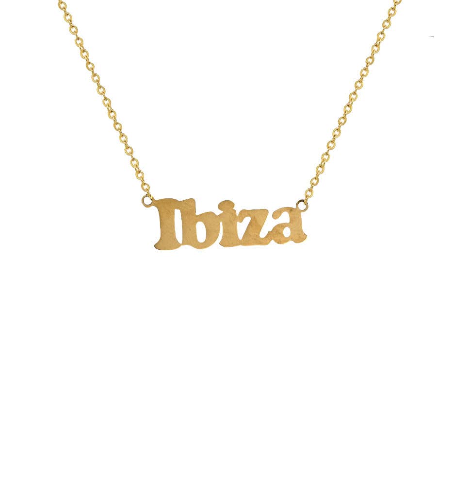 Gold 'Ibiza' necklace on a white background